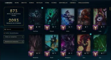 Prata 2 com TODOS os Champs e 257 Skins ( JG / SUP / MID )
