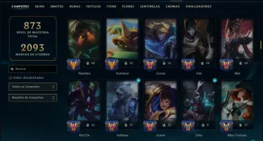 Prata 2 com TODOS os Champs e 257 Skins ( JG / SUP / MID )