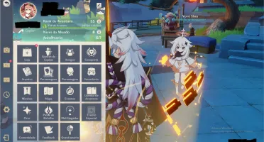 conta genshin impact ar 55 zhongli, albedo, venti e mais