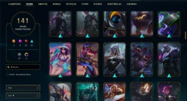 Conta Unranked com 120 Champs e 141 Skins ( MAIN ADC )