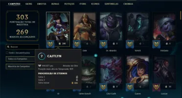 Conta Unranked com 120 Champs e 141 Skins ( MAIN ADC )