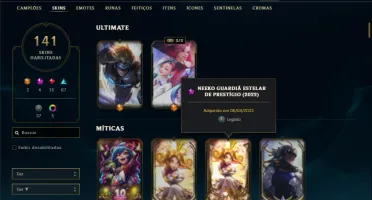 Conta Unranked com 120 Champs e 141 Skins ( MAIN ADC )