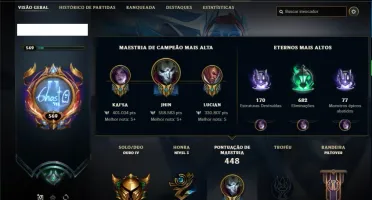 Conta ouro 4 MAIN ADC com 140 skins e 135 champs