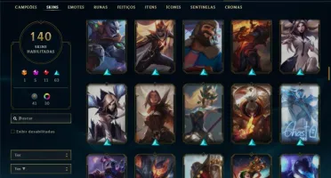Conta ouro 4 MAIN ADC com 140 skins e 135 champs