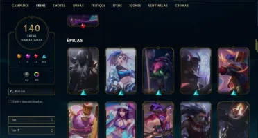 Conta ouro 4 MAIN ADC com 140 skins e 135 champs