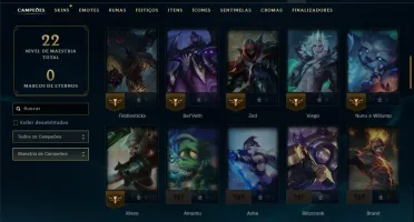 Ouro 2 com 75 Champs e 5 Skins