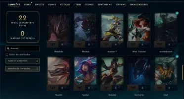 Ouro 2 com 75 Champs e 5 Skins