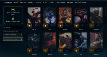 Ouro 2 com 75 Champs e 5 Skins