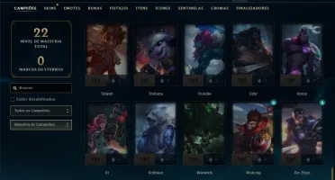 Ouro 2 com 75 Champs e 5 Skins