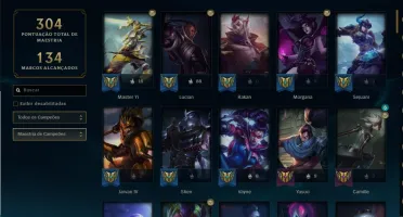 Conta level 259, GoldIV, com 84 skins e 99 campeões!