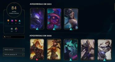 Conta level 259, GoldIV, com 84 skins e 99 campeões!