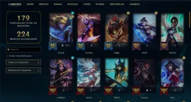 Conta prata 4 com 125 skins e 74 champs