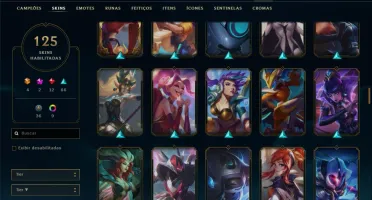 Conta prata 4 com 125 skins e 74 champs