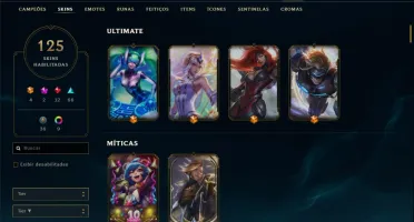 Conta prata 4 com 125 skins e 74 champs