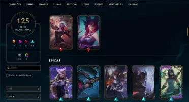 Conta prata 4 com 125 skins e 74 champs