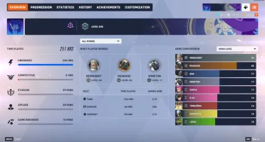 (PC) Conta OW2 >>S17 LVL 64<< Shop/Collab Skins + 2420 Coins