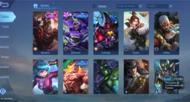 CONTA MOBILE LEGENDS LV 89 / 108 HERÓIS / 163 SKINS