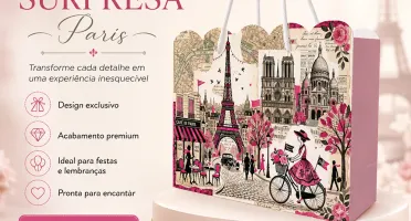 Kit 15 Sacolinhas Paris Bicicleta - Pegue e Monte