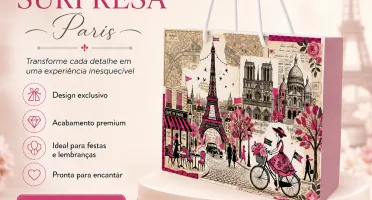 Kit 15 Sacolinhas Paris Bicicleta - Pegue e Monte