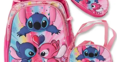 Lindo Kit Mochila Menina Stitch Rosa