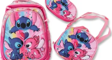 Lindo Kit Mochila Menina Stitch Rosa