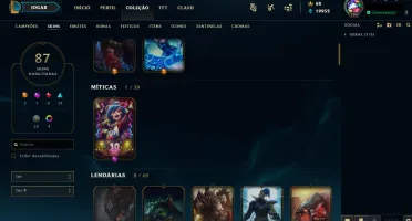 CONTA MUITO TOP - FULL CHAMP, GOLD IV, 87 SKINS. VEM CONFERI