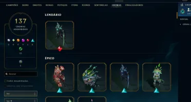Conta LOL 326 Skins, Level 457 (R$1 por skin!!)