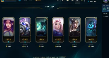 Conta LOL 326 Skins, Level 457 (R$1 por skin!!)