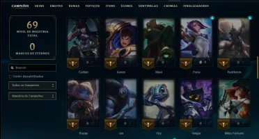 Ouro 2 com 70 Champs e 12 Skins
