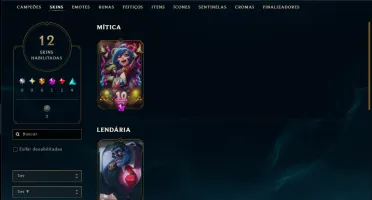 Ouro 2 com 70 Champs e 12 Skins