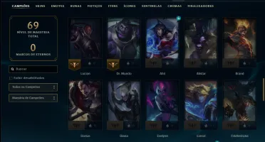 Ouro 2 com 70 Champs e 12 Skins