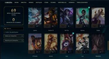 Ouro 2 com 70 Champs e 12 Skins