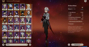 Conta Genshin AR44, 5 personagens limitados + 3 armas T5