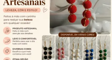 Brincos Artesanais de Pompom