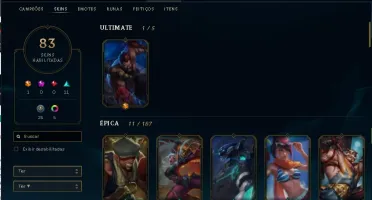 Conta no lol de 2013/ diamante 5/ 83 skin