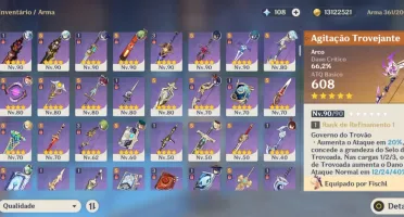 Conta Genshin Impact AR 60 - 22 Chars T5 + 21 Armas T5