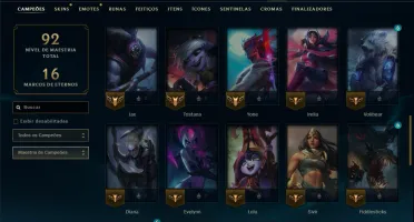 Unranked com 50 Champs e 20 Skins