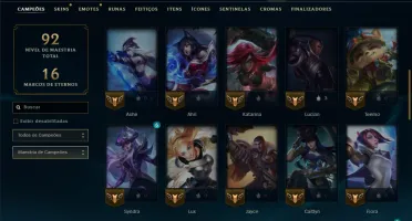 Unranked com 50 Champs e 20 Skins
