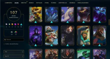 Platina 4 com TODOS os champs e 107 Skins ( MAIN SUP )