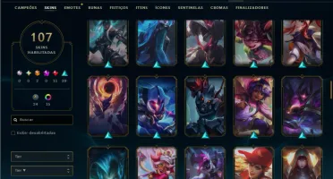 Platina 4 com TODOS os champs e 107 Skins ( MAIN SUP )