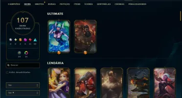 Platina 4 com TODOS os champs e 107 Skins ( MAIN SUP )