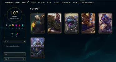 Platina 4 com TODOS os champs e 107 Skins ( MAIN SUP )