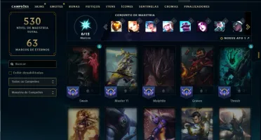 Platina 4 com TODOS os champs e 107 Skins ( MAIN SUP )