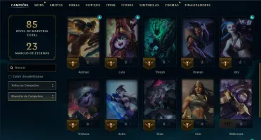 Unranked com 30 Champs e 10 Skins