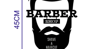 Placa Decorativa Barbearia em MDF Preto 45 x 30 cm