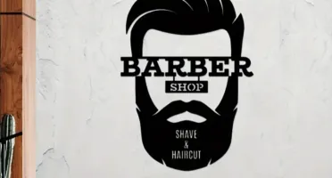 Placa Decorativa Barbearia em MDF Preto 45 x 30 cm