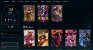 Conta Lol Platina 3 + Tft, 136 skins