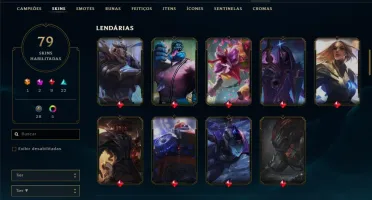 Conta prata 2 com 79 skins e 136 champs
