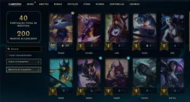 Platina 2 com 30 champs e 22 Skins + 2 Prestigios + 1800 RP