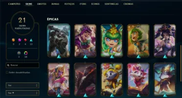 Platina 2 com 30 champs e 22 Skins + 2 Prestigios + 1800 RP